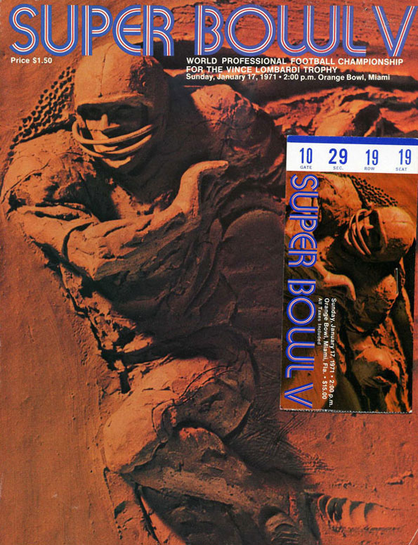 Plakat zum 5. Super Bowl 1971 Plakat zum 5. Super Bowl 1971