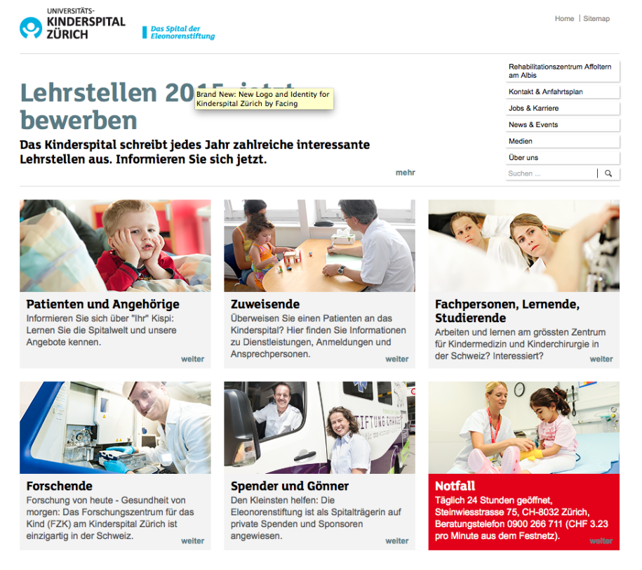 Die neue Website des Kinderspitals Zürich