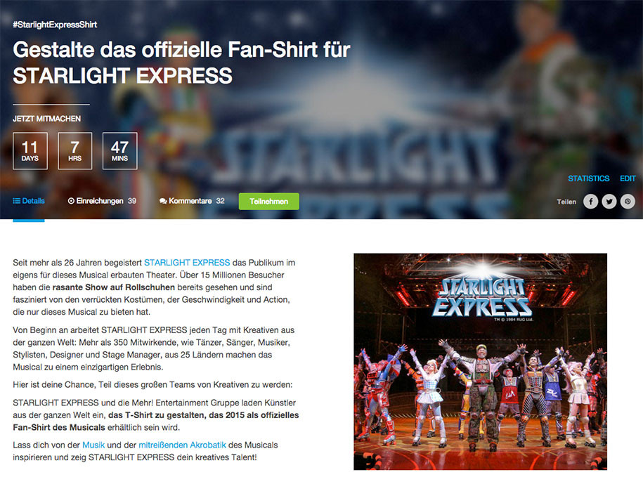 Fan-Shirt für Starlight Express Designen