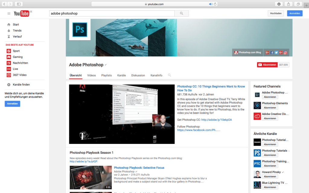 YouTube Adobe PSD Tutorials