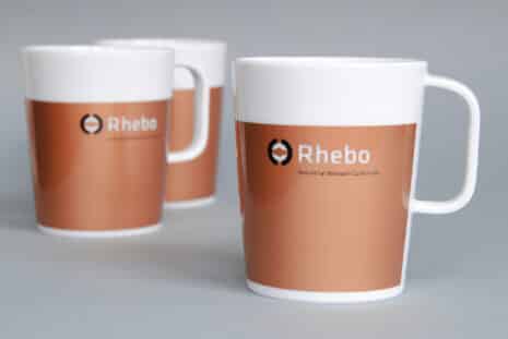 Rhebo Corporate Design Werbemittel Merchandising Logotasse