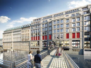 Visualisierung Zugang des neuen Bucerius Kunst Forums von der Fleetbrücke © CADMAN Art-Invest Real Estate