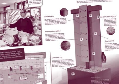 Konzeption und Textarbeit: Flyer zur Produkteinführung eines Einrichtungselements für Apotheken – inklusive Namefinding