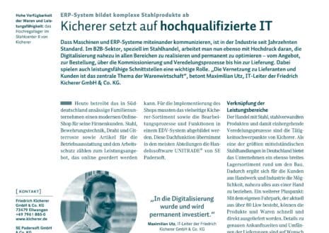 Textarbeit: Berichterstattung über eine Kundenreferenz im Bereich Warenwirtschaftssysteme