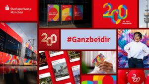 SSKM mit einem farbenfrohen Designsystem Die Stadtsparkasse München feiert „200 Jahre #Ganzbeidir“