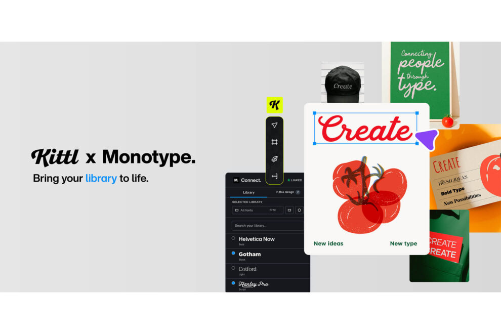 Kittl x Monotype Kooperation: Design-Tool mit Schriftenbibliothek und Mockups für Create-Kampagne