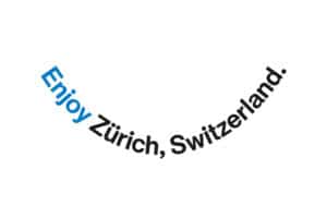 Wortmarke Enjoy Zürich, Switzerland. als Smiley-Bogen in Blau und Schwarz auf weißem Grund