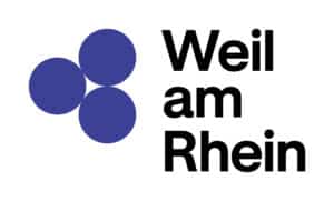 Neues Logo der Stadt Weil am Rhein: drei blaue Kreise neben dem schwarzen Schriftzug Weil am Rhein in drei Zeilen